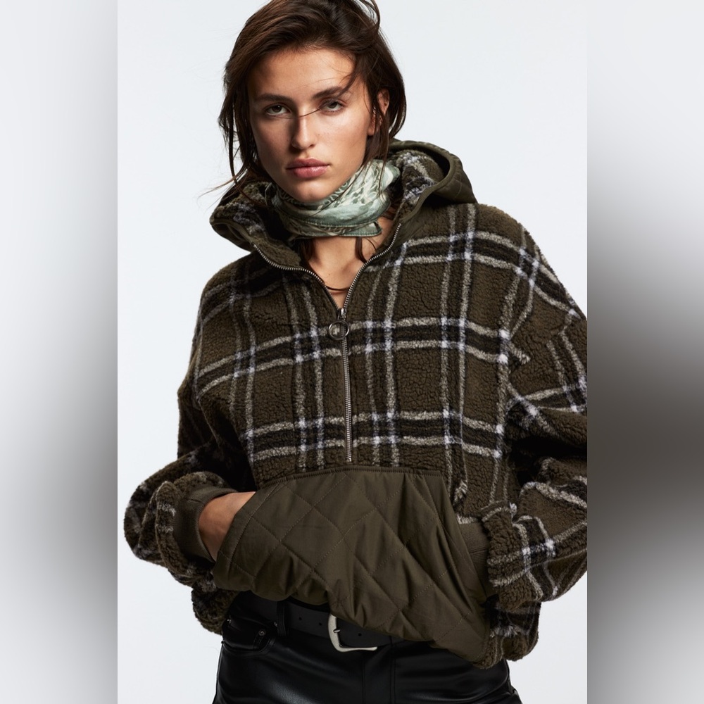 Zara Plaid Combination Jacket Size XL - Picture 4 of 9